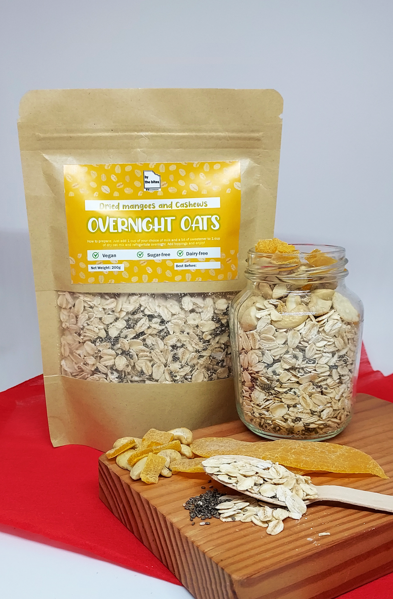 By The Bites Overnight Oats Dried Mangoes and Cashews Pouch 200g
