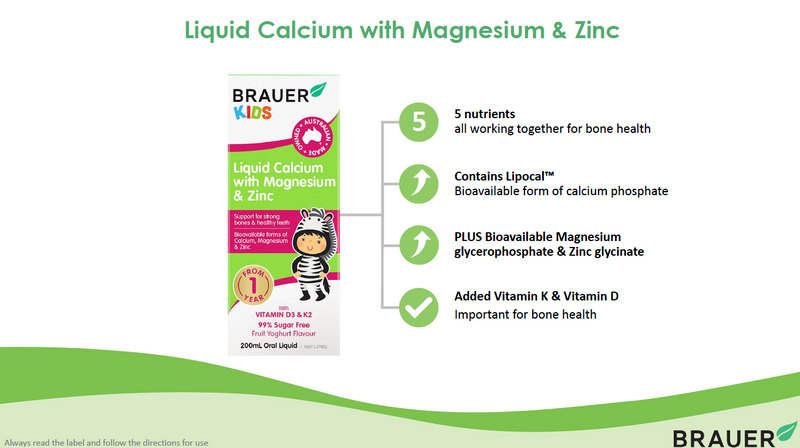 Brauer Kids Liquid Calcium with Magnesium & Zinc 200ml