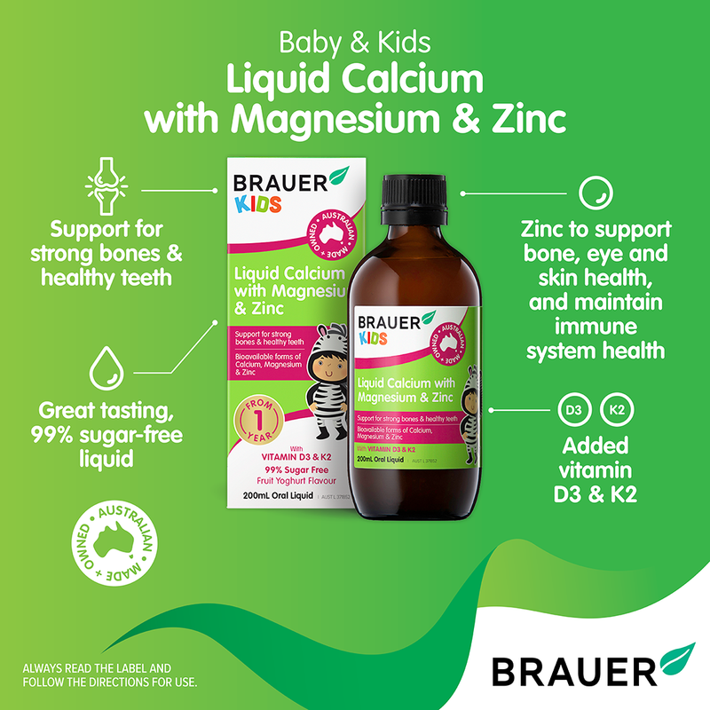 Brauer Kids Liquid Calcium with Magnesium & Zinc 200ml