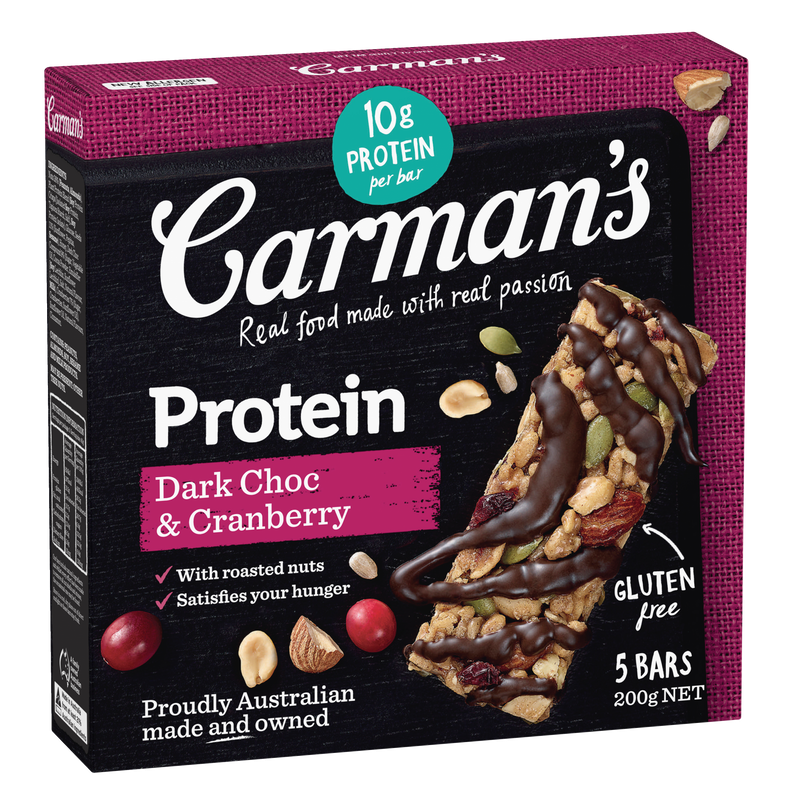 Carman's Dark Choc & Cranberry Protein Bar (5x40g) 200g