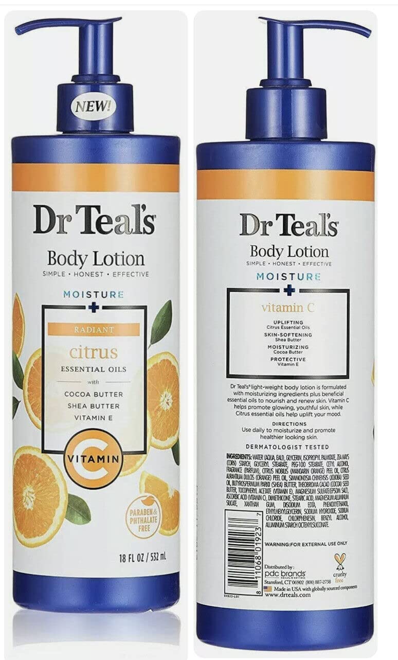 Dr. Teal's Body Lotion Moisture + Glow & Radiance Citrus Vitamin C 532ml