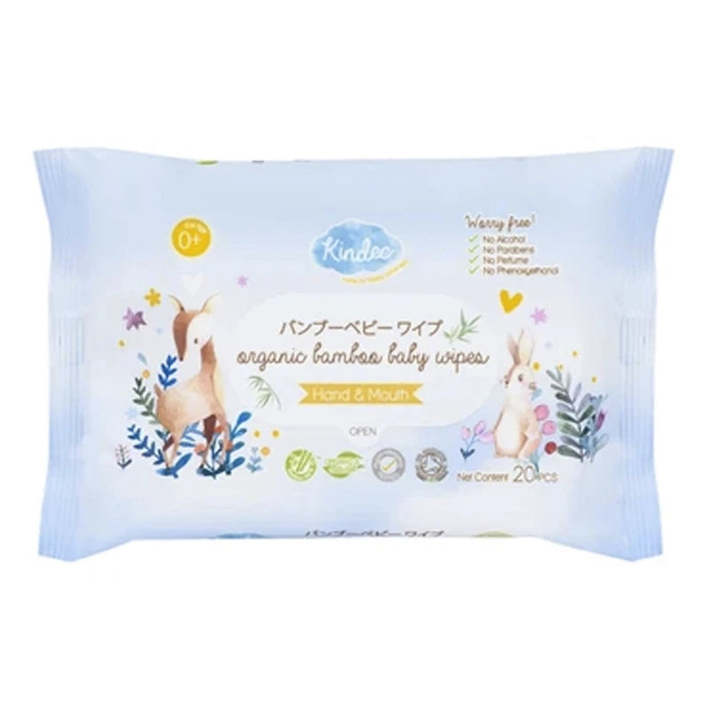 Kindee Organic Bamboo Wet Wipes 20's