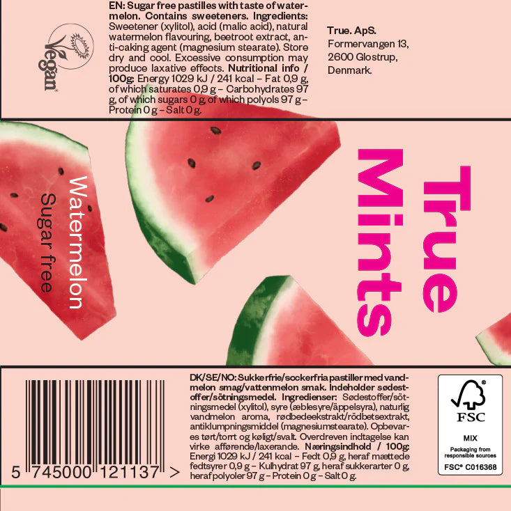 True Mints Watermelon 13g 20's