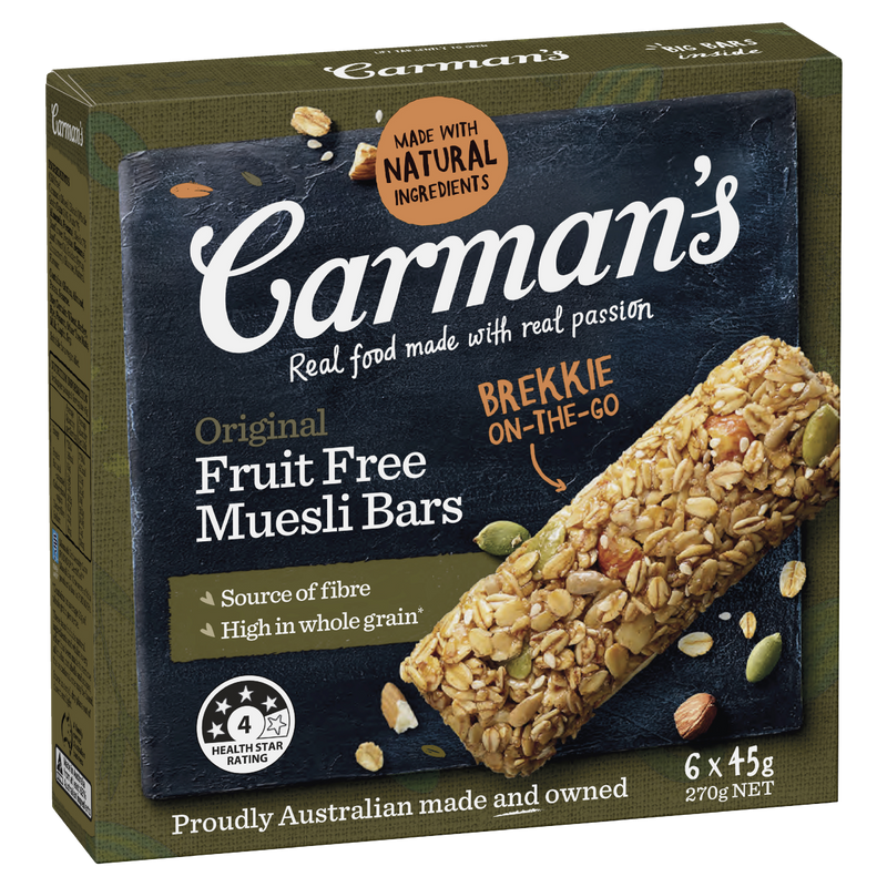 Carman's Original Fruit Free Muesli Bar (6x45g) 270g