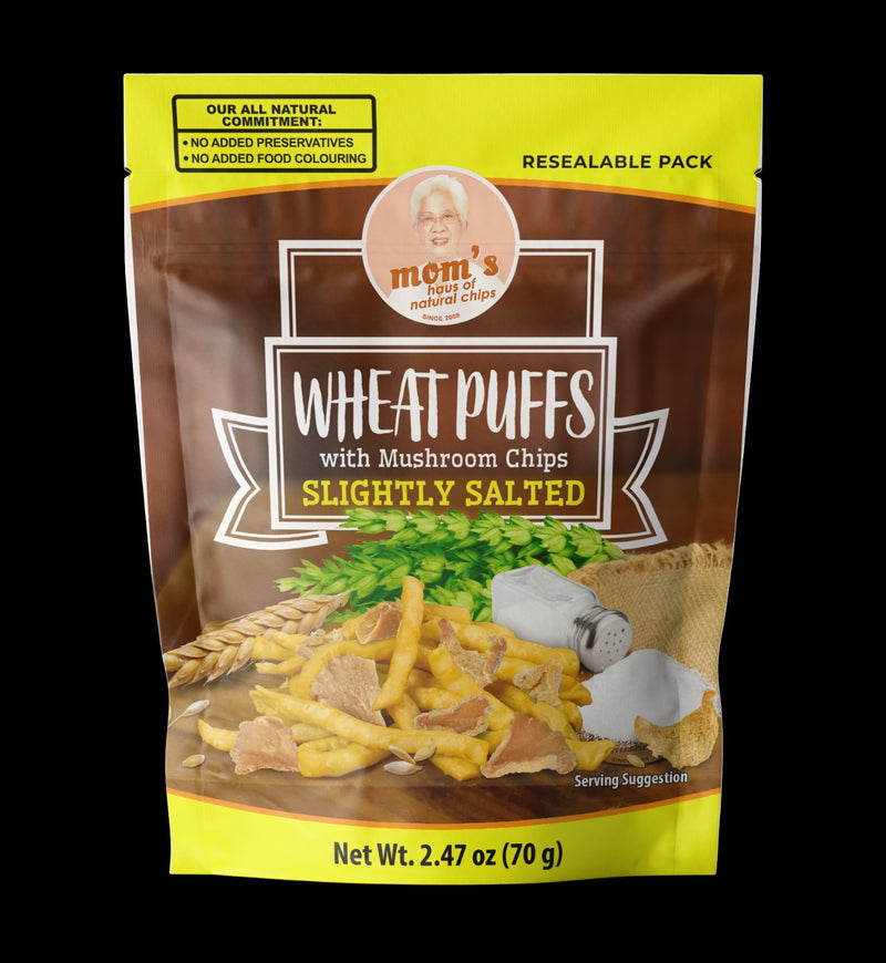 Mom's Haus of Natural Chips Wheat Puffs with Mushroom Chips Slightly Salted 70g