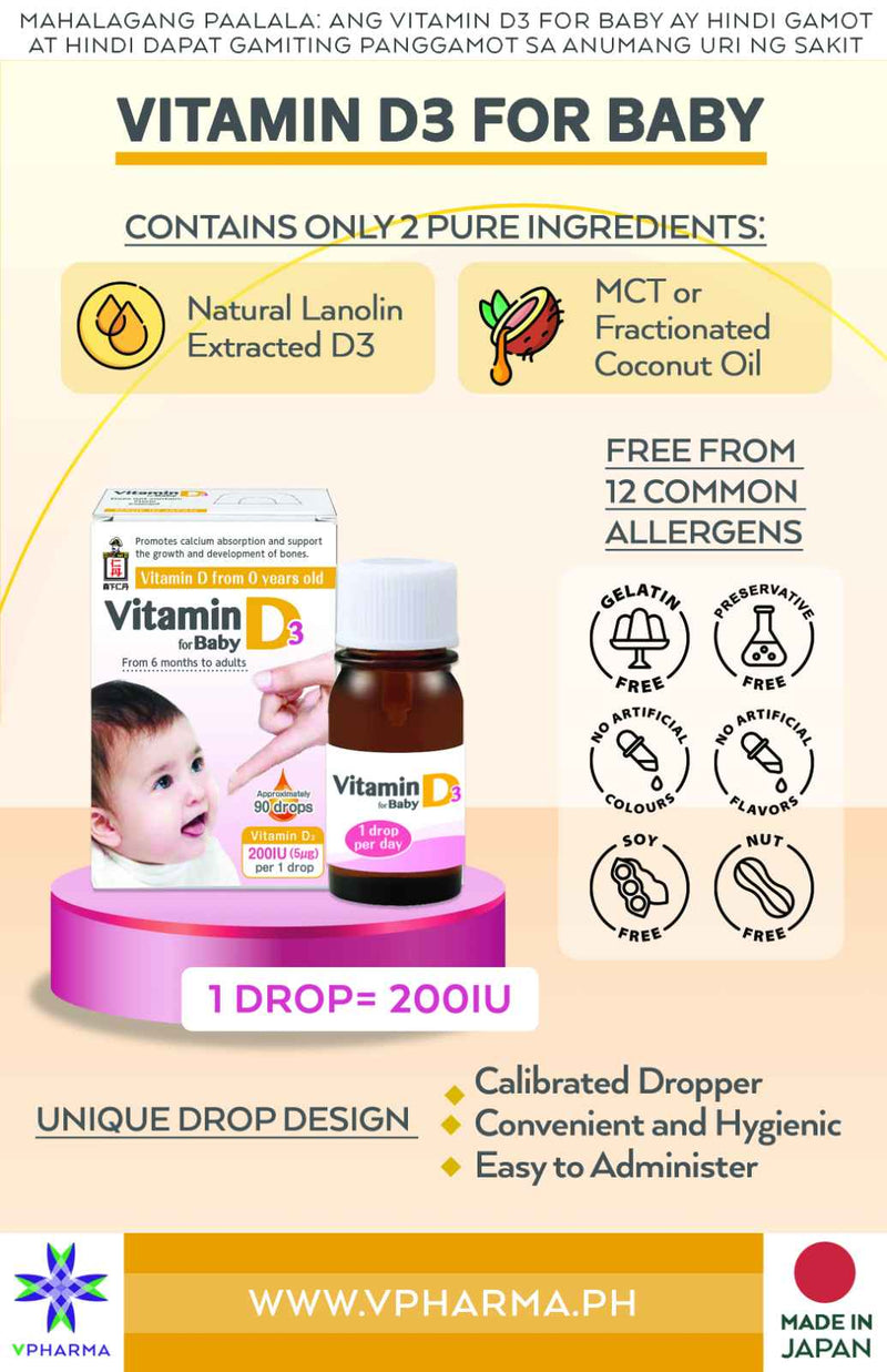 Baby D Vitamin D3 Drops for Babies by VPharma Morishita Jintan 4.2g