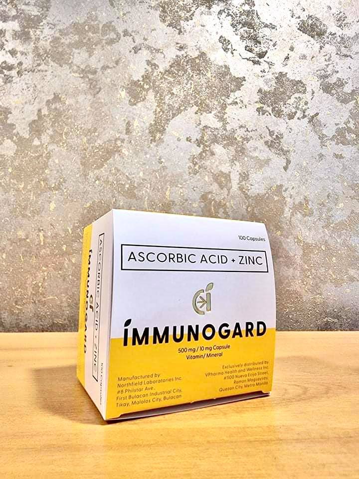 Immunogard Ascorbic Acid (As SODIUM ASCORBATE 568.18mg)  + Zinc 10 mg Box of 100's