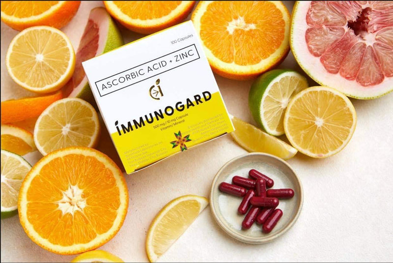 Immunogard Ascorbic Acid (As SODIUM ASCORBATE 568.18mg)  + Zinc 10 mg Box of 100's
