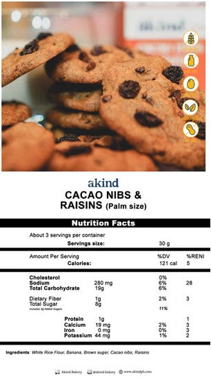 Akind Cacao Nibs & Raisins Cookies 8's 240g