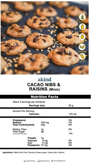 Akind Cacao Nibs & Raisins Cookies Minis 100g