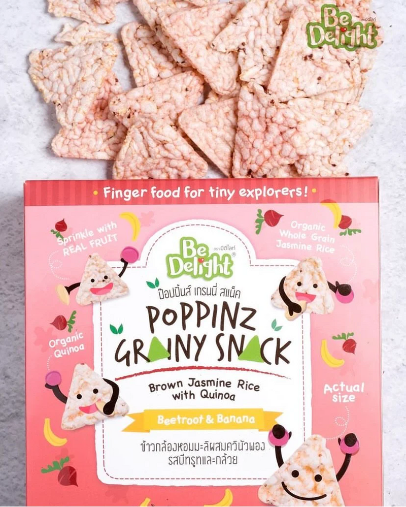Be Delight Poppinz Grainy Snack Brown Jasmine Rice with Quinoa Beetroot & Banana 4's 32g