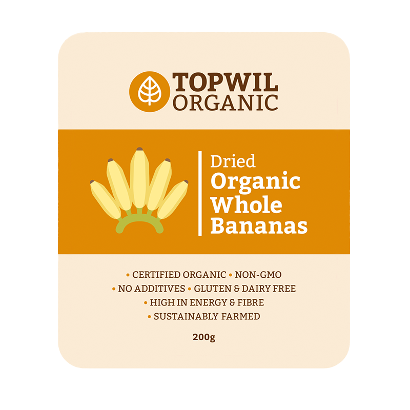Topwil Organic Dried Whole Bananas 200g
