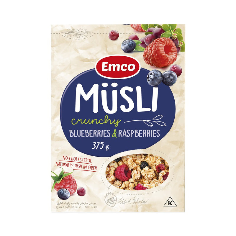 Emco Musli Crunchy Cereals Blueberries and Raspberries 375g