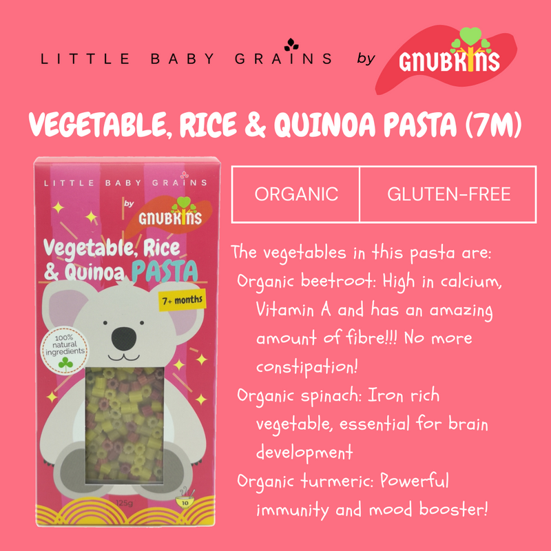 Little Baby Grains Vegetable, Rice and Quinoa Pasta 125g