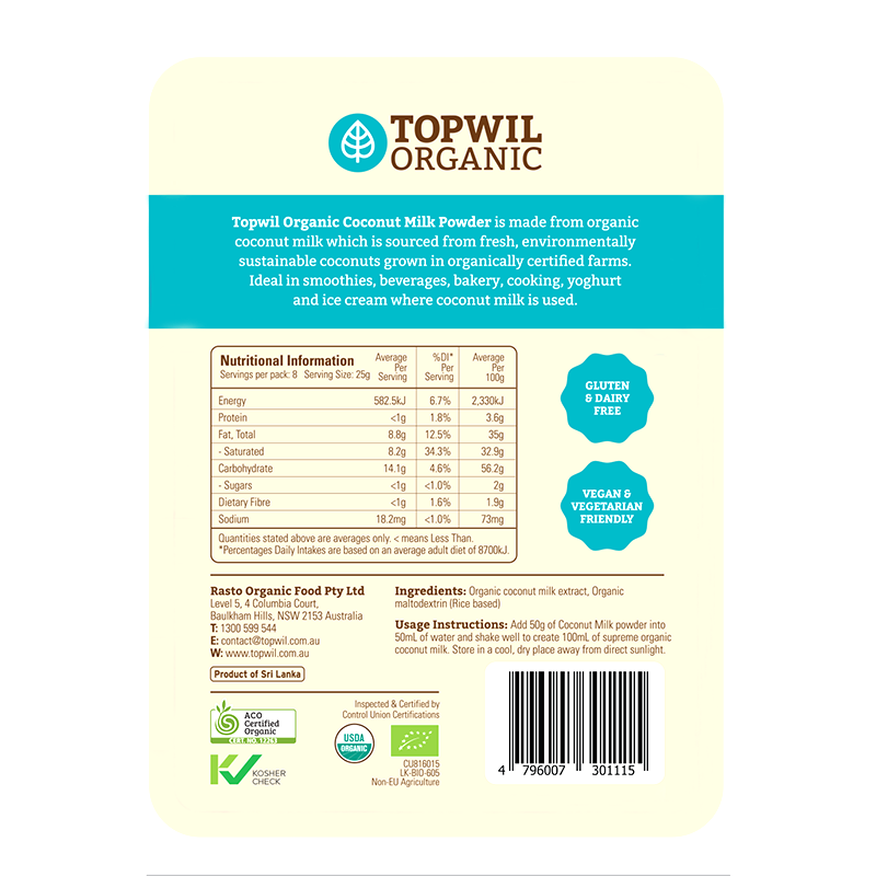 Topwil Organic Coconut Milk Powder 200g
