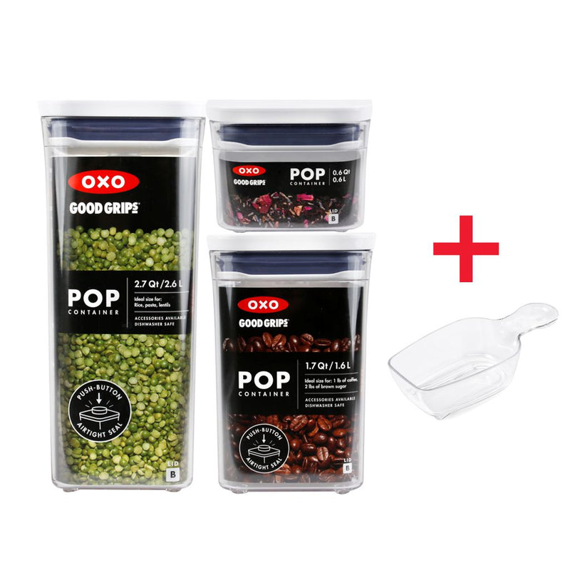 Oxo Tot Good Grips POP Container 3pc Rectangle Set with Scoop