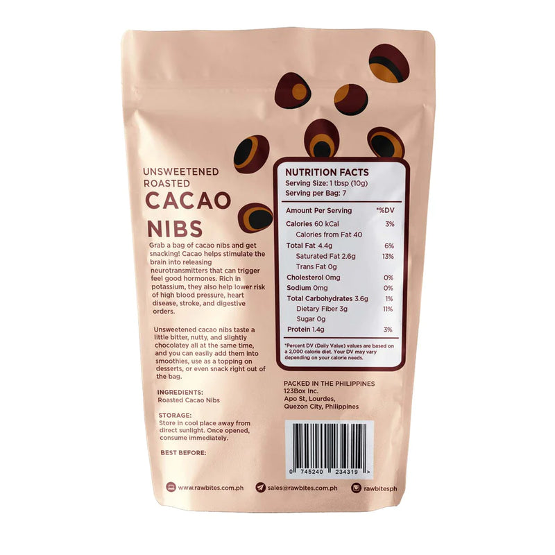 Raw Bites Unsweetened Roasted Cacao Nibs 70g