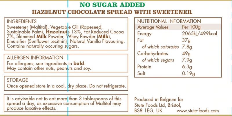 Stute No Sugar Added Hazelnut Chocolate Spread 350g