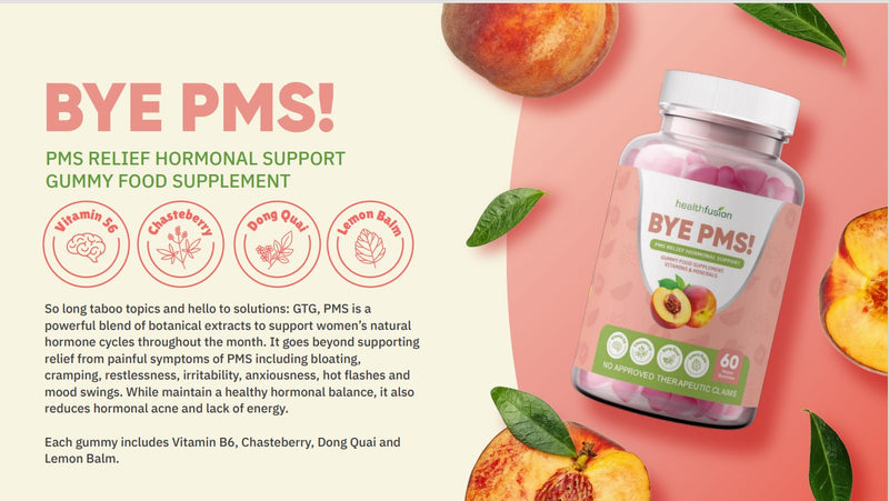 Health Fusion Bye PMS! PMS Relief Hormonal Support 60's